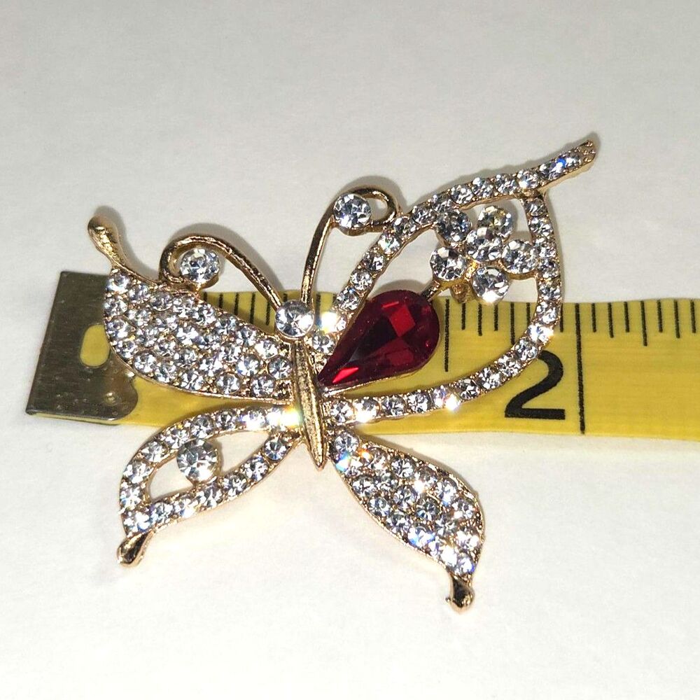 Butterfly Red Clear Rhinestones - Picture 7 of 10
